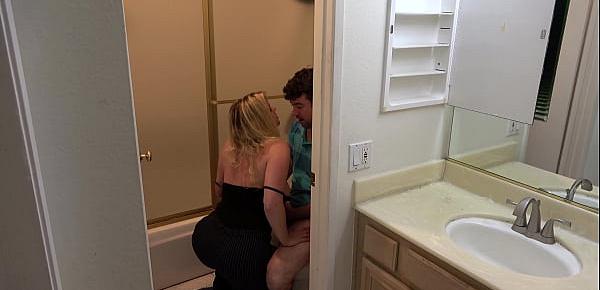  Stepson caught masturbating in the bathroom fucks stepmom